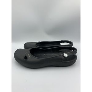 Crocs Olivia Women 8 Slingback Black with White Rhinestone